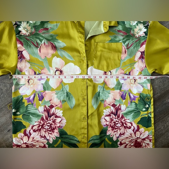 Express Satin Floral Boyfriend Portofino Maxi Shirt Dress- Size Medium - Picture 4 of 6